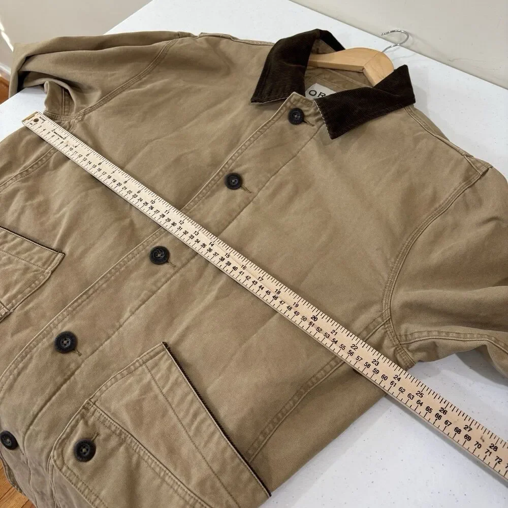 Orvis Field Barn Canvas Jacket Chore Coat Quilted Lining Men L Brown Corduroy